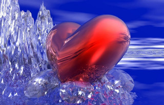 Heart ice crystals water blue - object free wallpaper