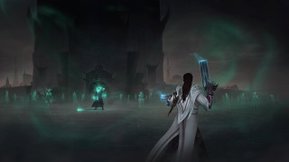 Man holding gun green lit - a dark area free wallpaper