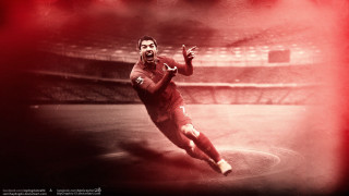 Man running soccer field red - a stadium free wallpaper
