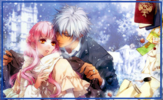 Anime characters snow book blue - a blue frame free wallpaper for desktop