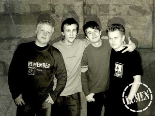 Men graffiti wall group standing 2 - art brut free wallpaper for desktop