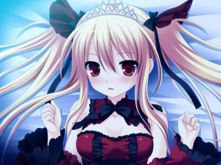 Anime girl blonde hair tiara - darkness free wallpaper