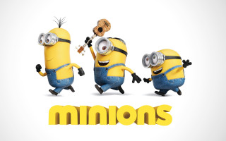 Three minions running beer hand - a bottle of beer free wallpaper