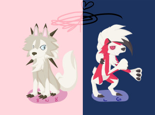 Wolf cat skateboard cartoon friends - different color and shapes free wallpaper for desktop