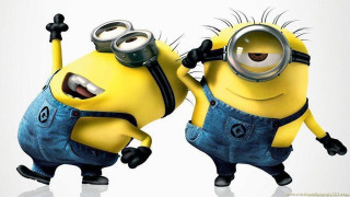 Minions dancing arms up eyes - their eye free wallpaper