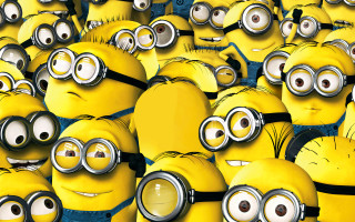Yellow minions closed eyes group - their eye free wallpaper