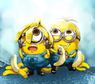 Minions yellow sitting banana peel - their eye free wallpaper for tablet