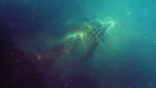 Large star cluster blue sky 4 - green center free wallpaper