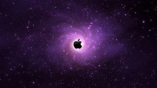 Apple logo purple space stars - an apple logo free wallpaper for desktop