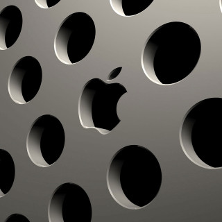 Metal surface holes apple logo - the side of the screen free wallpaper
