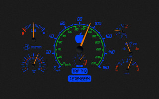 Dashboard blue green light clock - a blue arrow free wallpaper