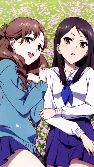 Girls school uniforms flower field - aguri uchida free wallpaper for mobile