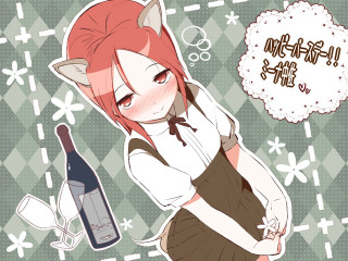 Girl red hair wine bottle - aya goda free wallpaper for desktop