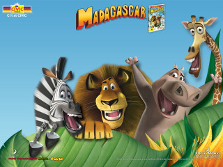 Cartoon animals zebra jungle background - a cartoon of a group free wallpaper