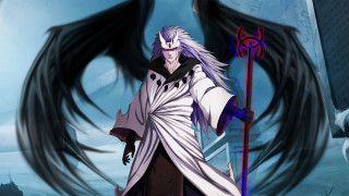 Man sword demonwings building sky - a sword and a demon free wallpaper