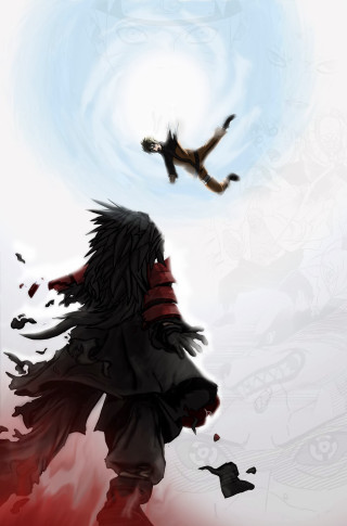 Flying person black outfit cat - serial art free wallpaper for mobile