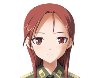 Girl uniform redhair browneyes portrait - long red hair free wallpaper