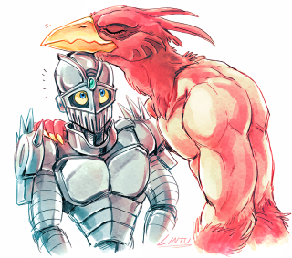 Bird knight furry armor colored - their shoulder free wallpaper for tablet