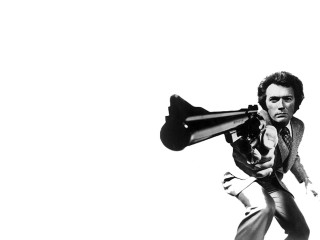 Man holding gun megaphone running - a suit free wallpaper for desktop