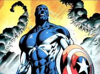 Man blue suit holding shield - a blue suit holding free wallpaper