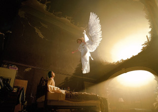 Woman white bed angel standing - david lachapelle free wallpaper