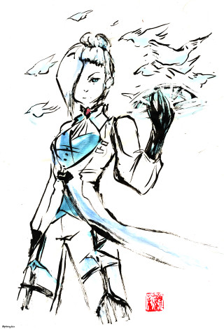 Woman bird ink drawing clarice - ross free wallpaper