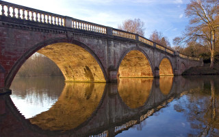 Bridge water fence trees background - a bridge over a body of water free wallpaper