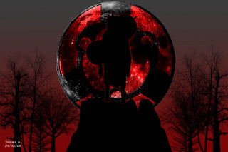 Person red moon black background - a red moon free wallpaper