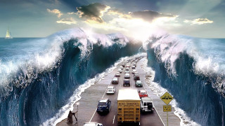 Crashing wave road cars person 2 - the side of the road free wallpaper for desktop