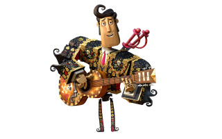 Cartoon character guitar microphone holding - a guitar and a microphone free wallpaper
