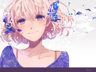 Girl blonde hair blue eyes - kyoani free wallpaper