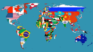World map flags blue background - blunt free wallpaper