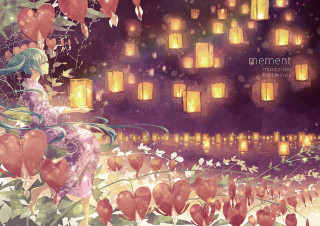 Woman bench lanterns flowers leaves - free valentines wallpaper for desktop