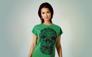 Woman green skull shirt pop - christian hilfgott brand free wallpaper for desktop