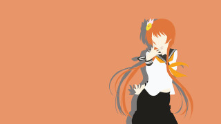 Woman longhair whiteshirt cellphone yellowribbon - vector art free wallpaper for desktop