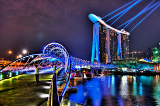 Bridge water city night lights 17 - adrian zingg free wallpaper