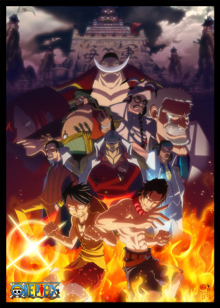 Anime characters fire castle sky - visual free wallpaper for mobile