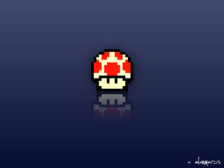 Mushroom red reflection ground below - a mushroom free wallpaper