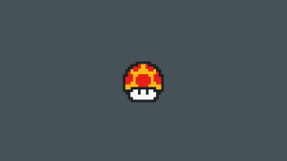 Pixellated mushroom red yellow hat - game art free wallpaper for desktop