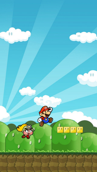 Mario running ground blue sky - free gaming wallpaper for mobile
