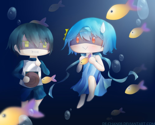 Anime characters standing water fish - fish free wallpaper