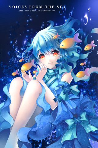 Girl blue hair fish hand - flowery free wallpaper for mobile