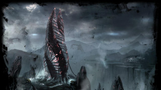 Futuristic building giant spire dark - a futuristic building free wallpaper