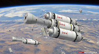 Space station four rockets flying - over the earth free wallpaper