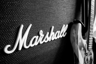 Guitar wall marshall blackwhite grunge - grunge free wallpaper
