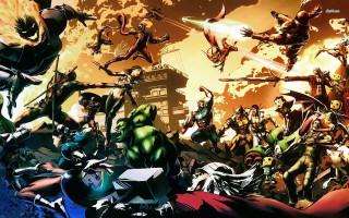 Cartoon people sky city background - a cartoon style free wallpaper