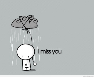 Cartoon character balloons miss you - free rain wallpaper for desktop
