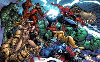 Avengers group comic book cover 2 - a group together free wallpaper for desktop