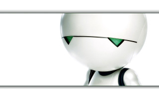 White robot green eyes black - a black body free wallpaper