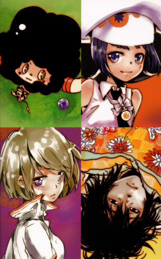 Anime characters expressions four different - pop surrealism free wallpaper for mobile